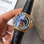 Perfect Replica Cartier Rotonde De Black Tourbillon Face Smooth Bezel 42mm Watch